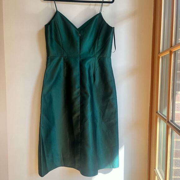Alfred Sung NWT Alfred Sung Dress Size 14 Forest Green Spaghetti Strap formal dr - Picture 3 of 5
